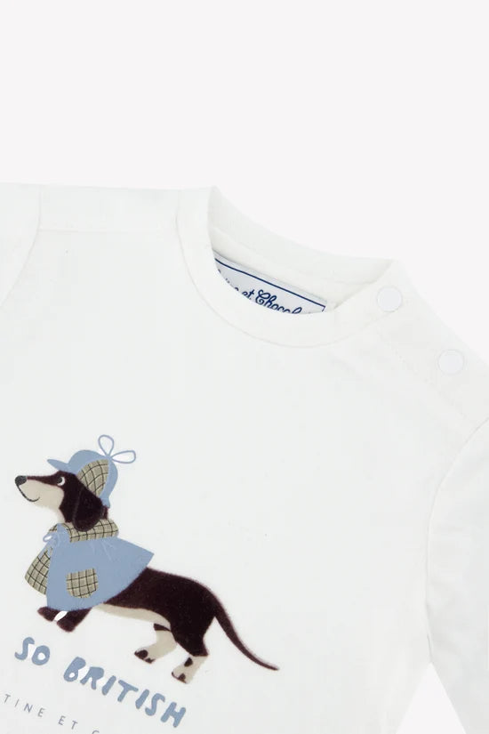 T-shirt Ecru cotton Print so british dachshund