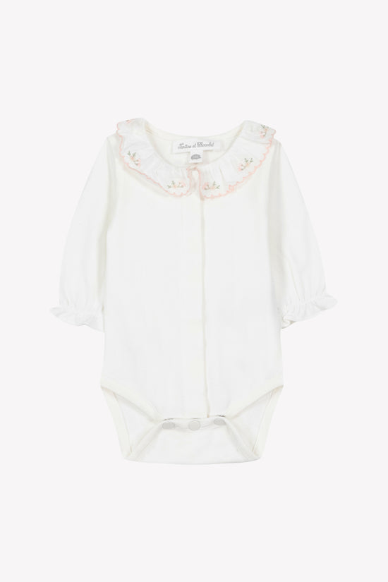 Body Ecru cotton Ruffled collar flowery