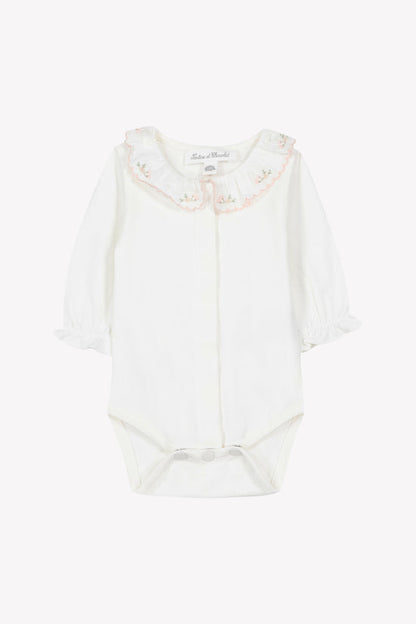 Body Ecru cotton Ruffled collar flowery