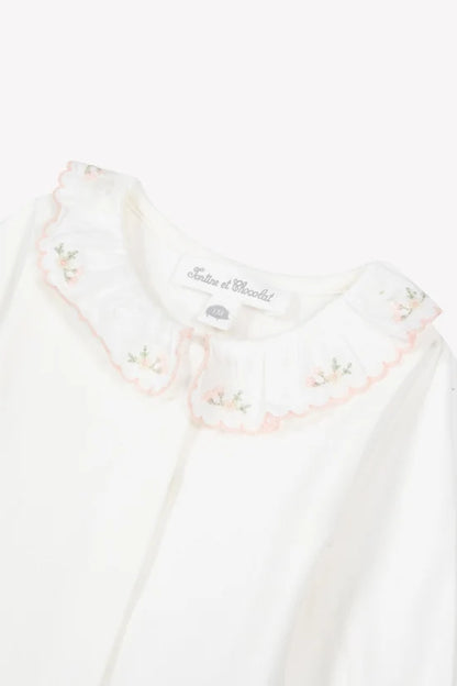 Body Ecru cotton Ruffled collar flowery