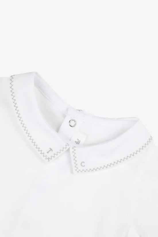 Body White cotton Pointed collar Embrodery gray