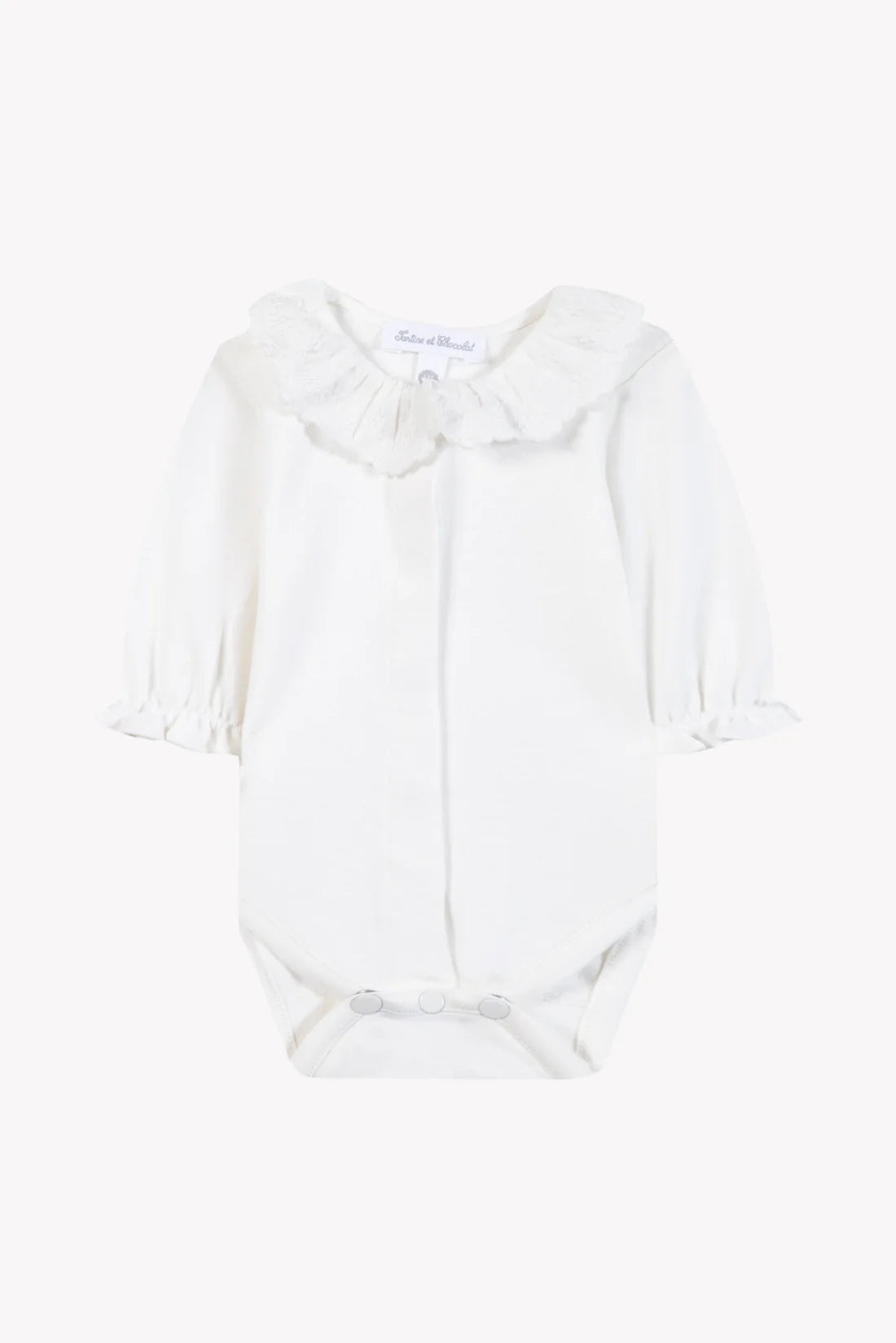 Body Ecru cotton Ruffled collar Embrodery
