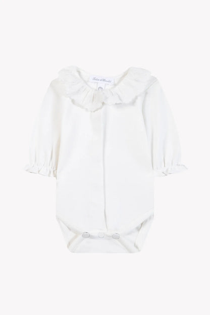 Body Ecru cotton Ruffled collar Embrodery