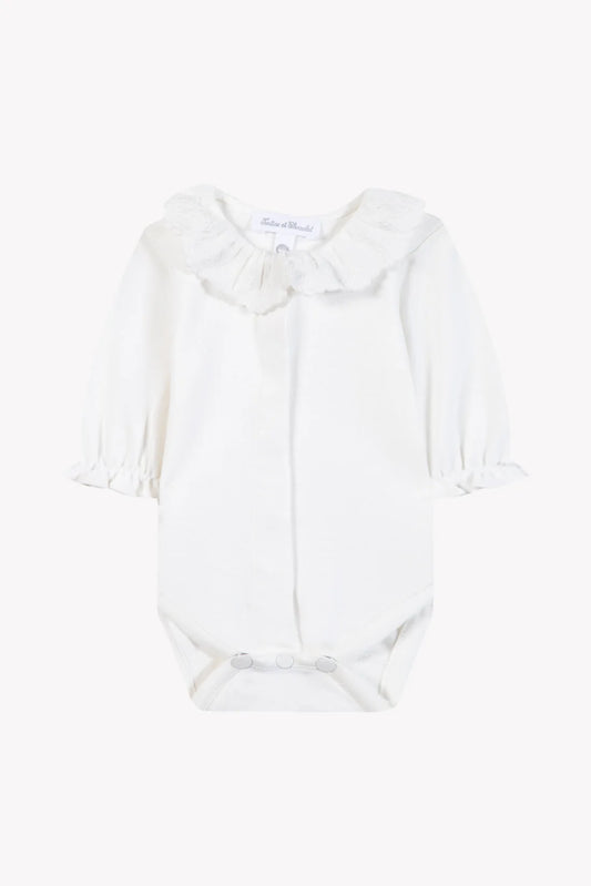 Body Ecru cotton Ruffled collar Embrodery