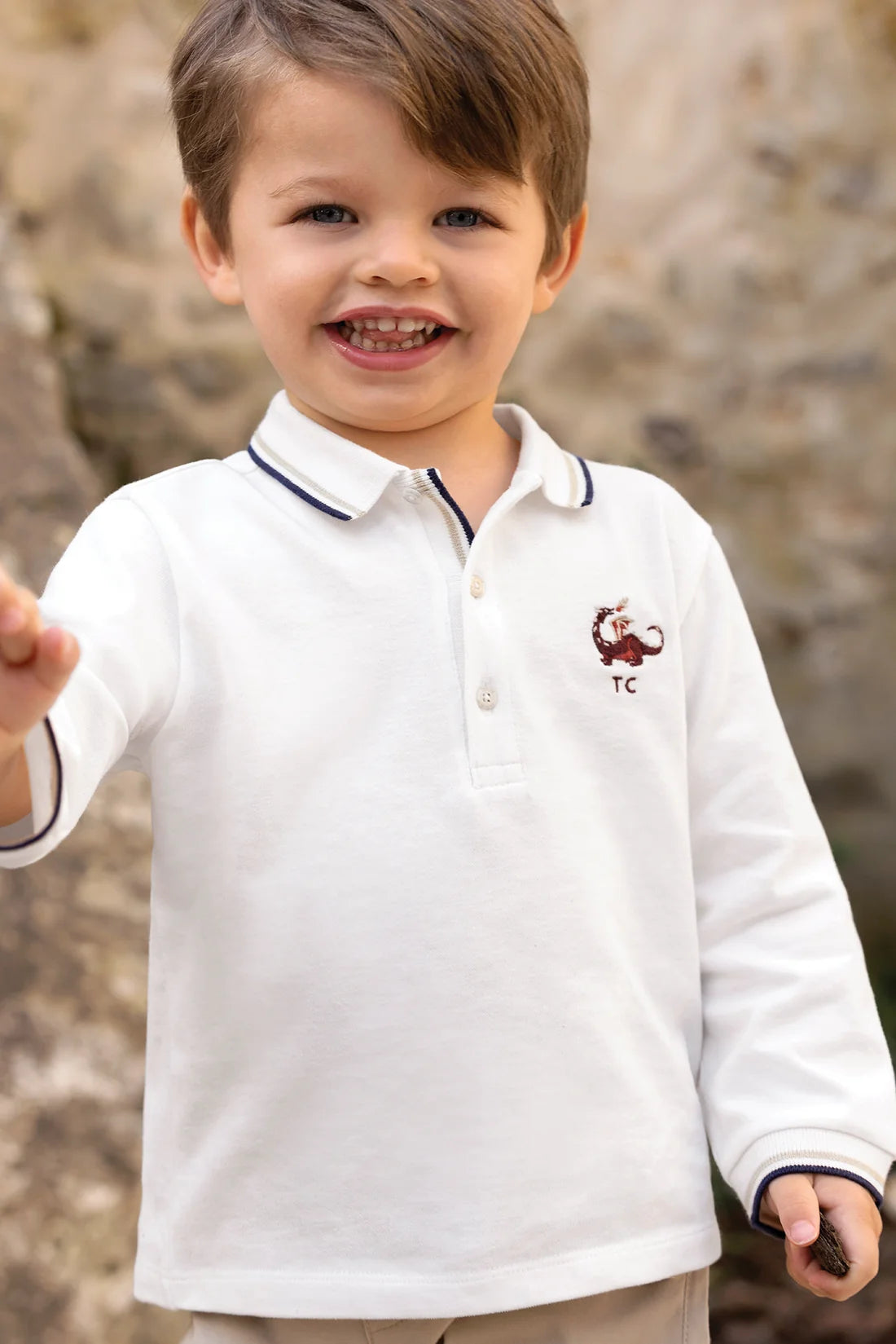 Polo shirt Sand cotton Pointed collar long sleeves