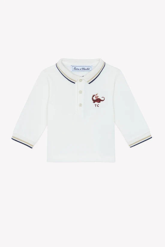 Polo shirt Sand cotton Pointed collar long sleeves