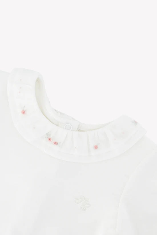 Body Cotton dew Ruffled collar flower embroidery