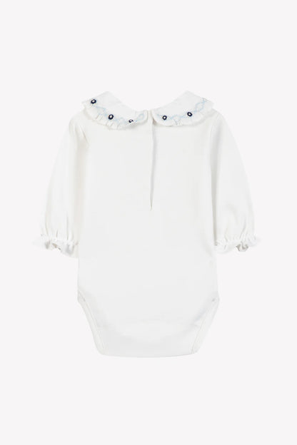 Body Cotton cloud Ruffled collar blue flowers