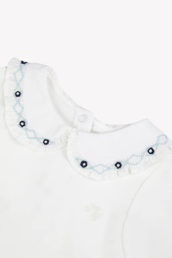 Body Cotton cloud Ruffled collar blue flowers