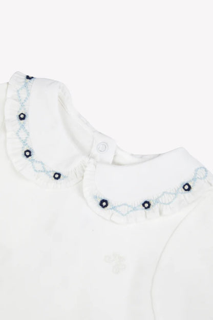Body Cotton cloud Ruffled collar blue flowers