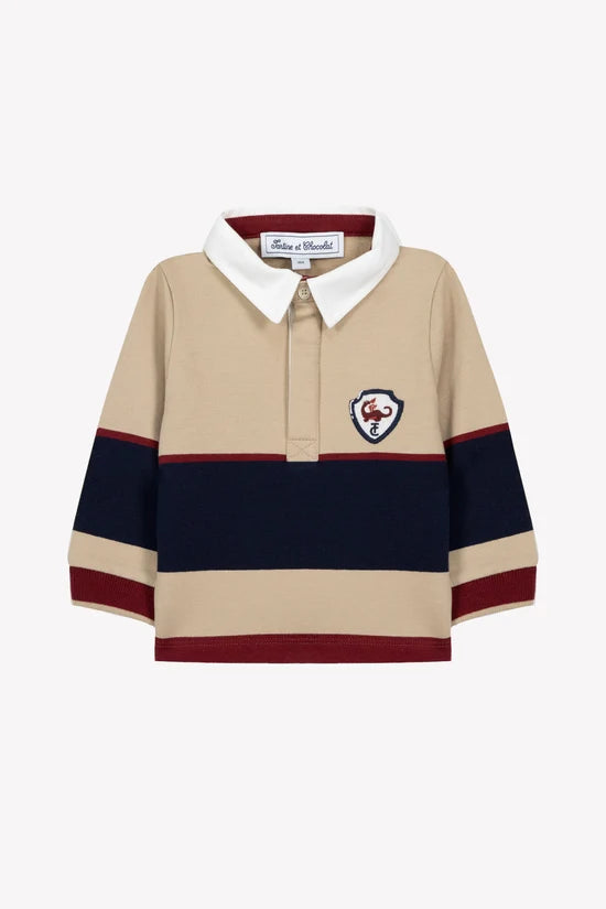 Polo Shirt Sand Pointed collar crest Embroidered