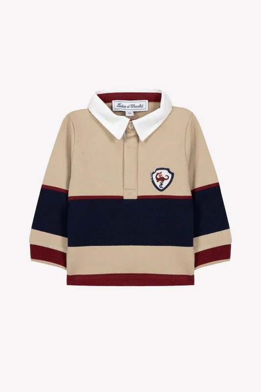 Polo Shirt Sand Pointed collar crest Embroidered