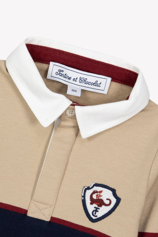 Polo Shirt Sand Pointed collar crest Embroidered