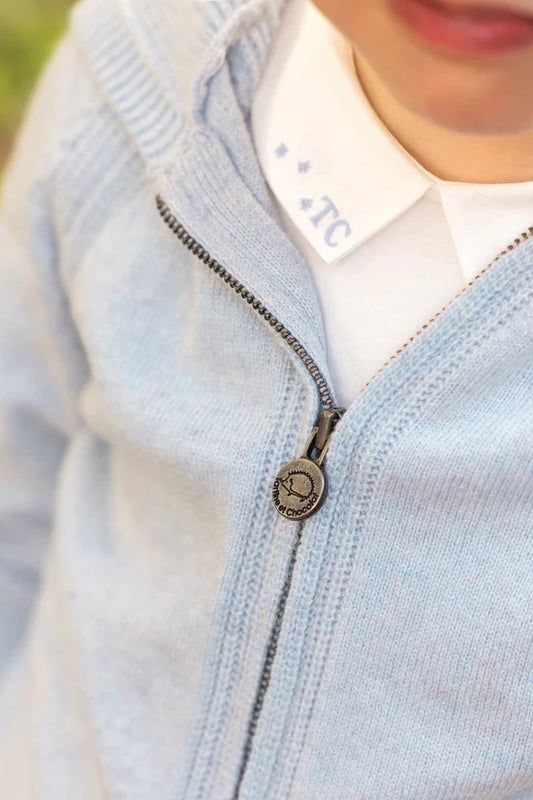Cardigan Horizon blue hooded wool