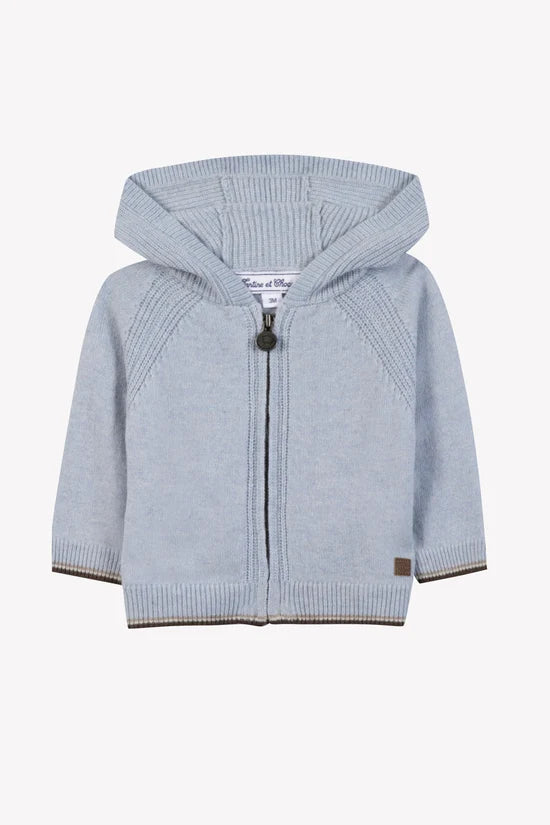 Cardigan Horizon blue hooded wool