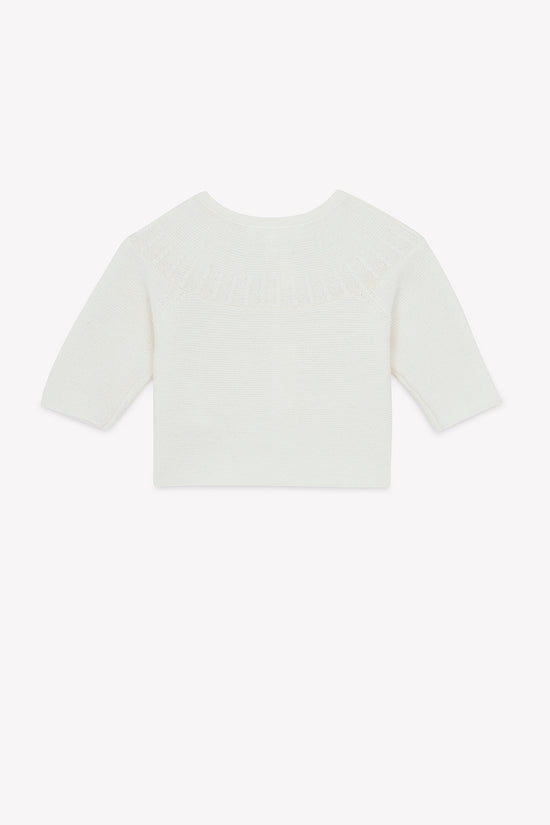 Cardigan Ecru cotton Round neck braided