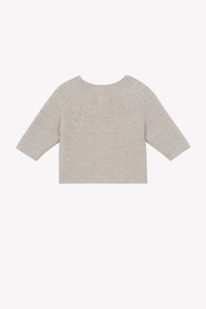 Cardigan Beige cotton heather Round neck braided