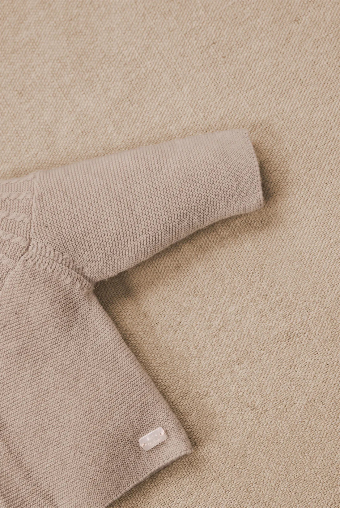 Cardigan Beige cotton heather Round neck braided