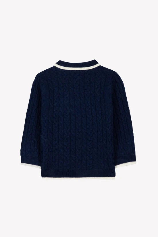 Sweater Navy wool cable knitwear