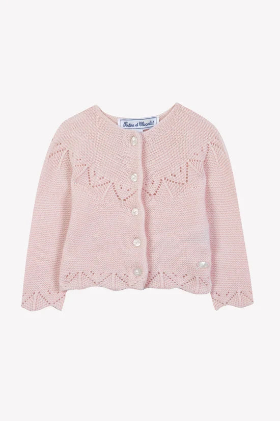 Cardigan Dew wool openwork knitwear