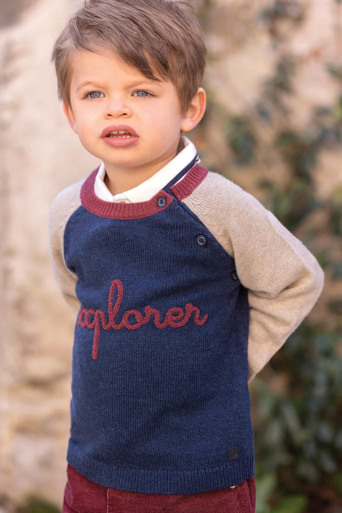 Sweater Indigo wool buttons