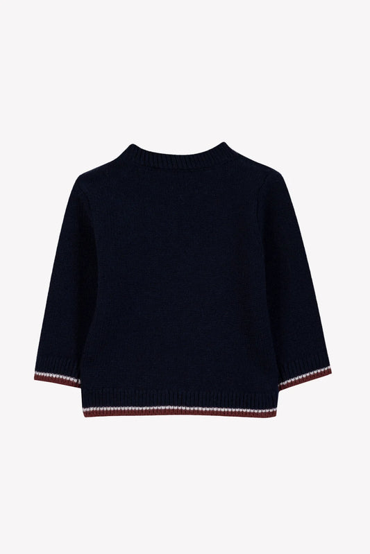 Sweater Navy Wool Embrodery knight