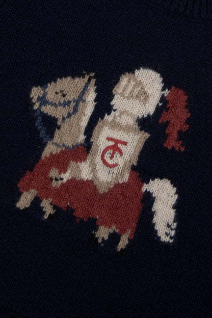 Sweater Navy Wool Embrodery knight