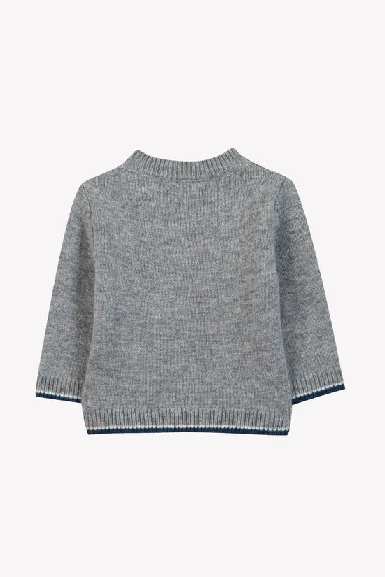 Sweater Grey heather Wool Embrodery car