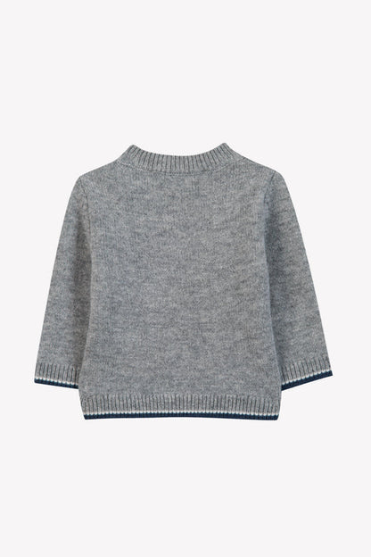 Sweater Grey heather Wool Embrodery car