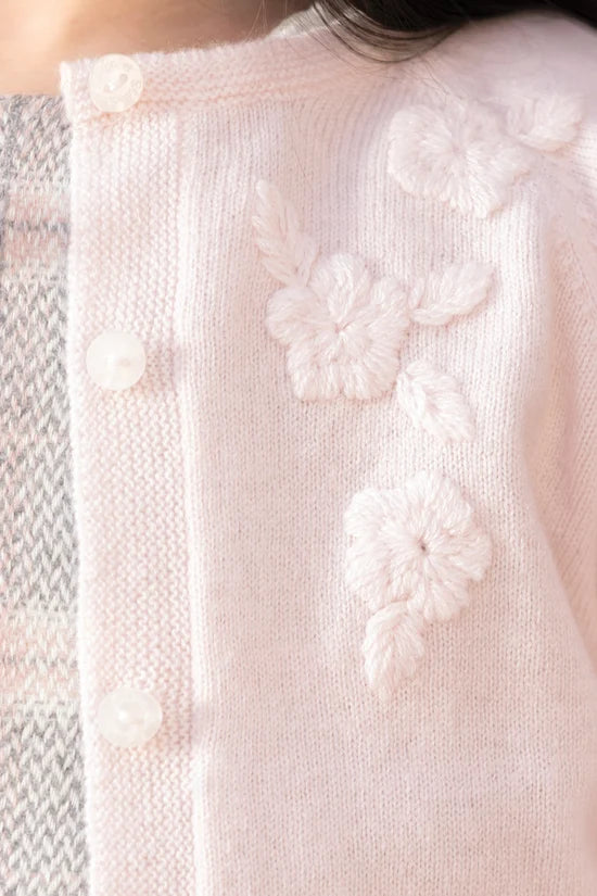 Cardigan Rosée wool floral embroidery