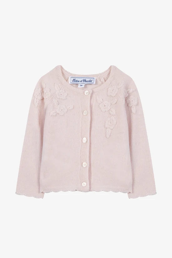 Cardigan Rosée wool floral embroidery