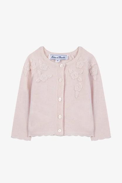 Cardigan Rosée wool floral embroidery