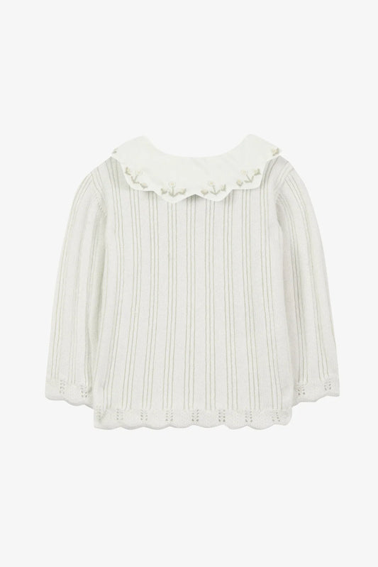 Sweater Ecru wool ruffled peter pan collar