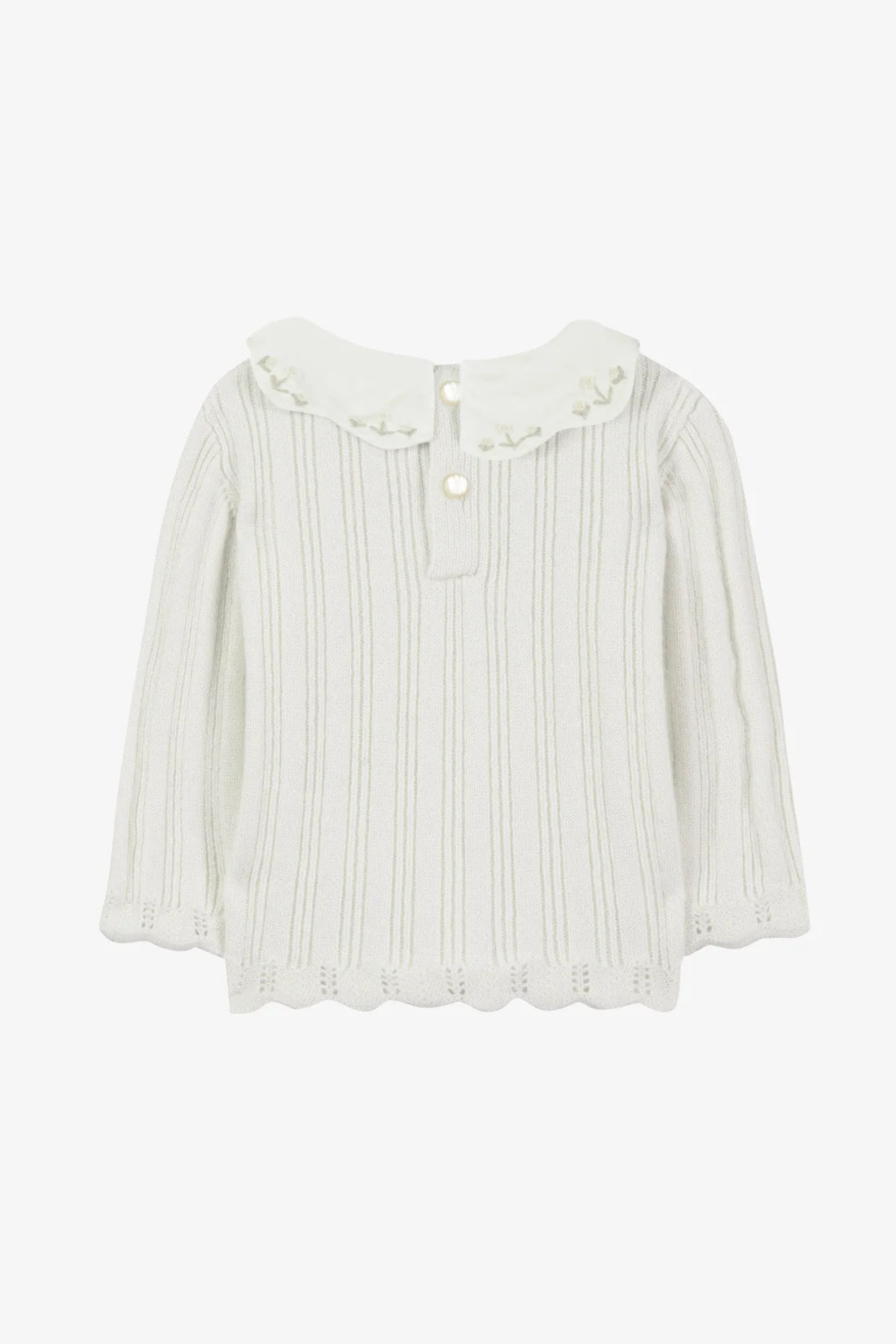 Sweater Ecru wool ruffled peter pan collar