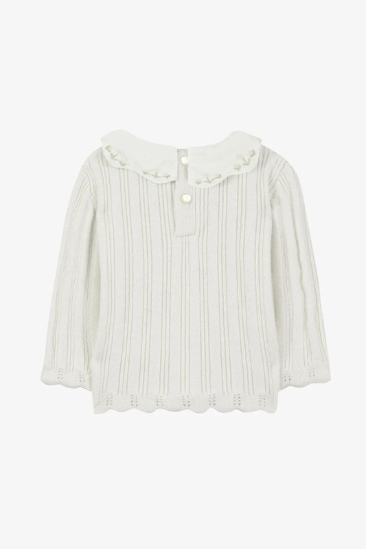 Sweater Ecru wool ruffled peter pan collar