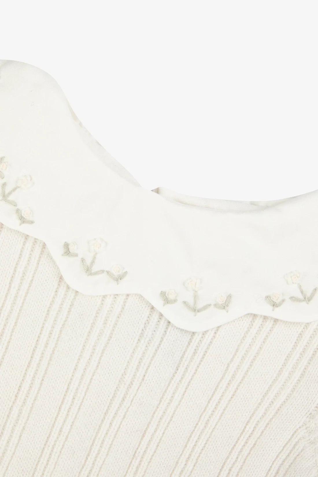 Sweater Ecru wool ruffled peter pan collar