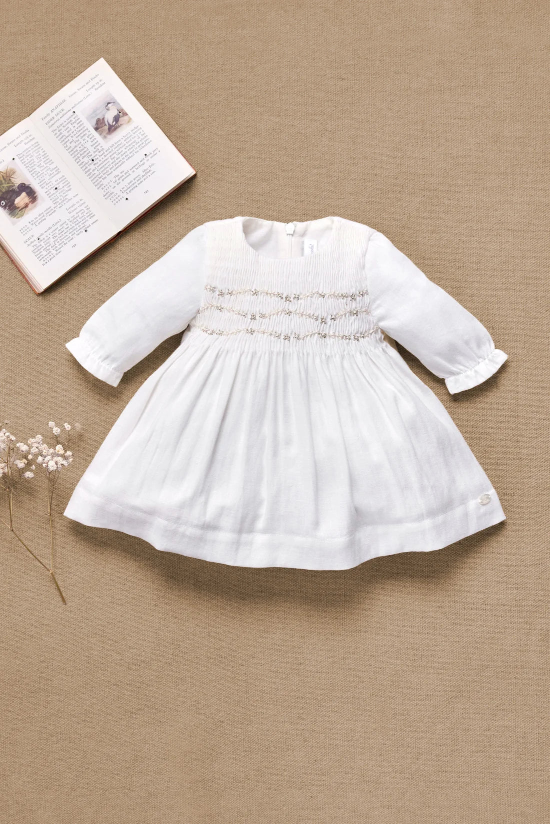 Dress Ecru cotton round neck