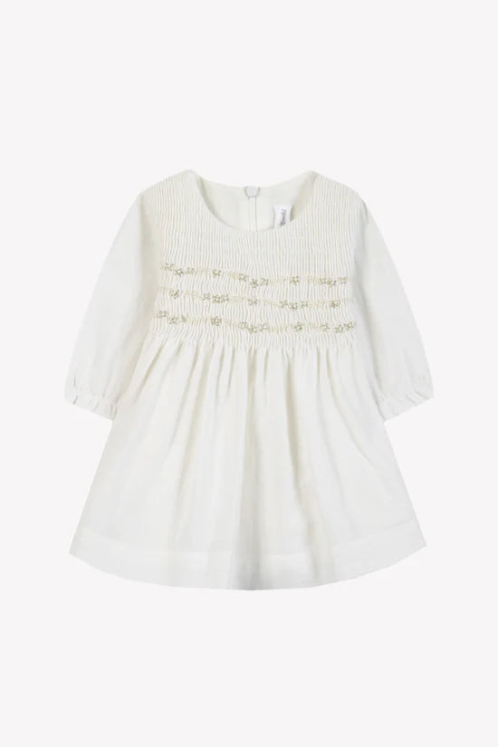 Dress Ecru cotton round neck