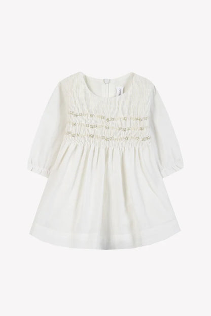 Dress Ecru cotton round neck