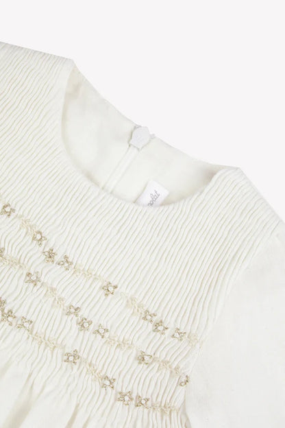 Dress Ecru cotton round neck
