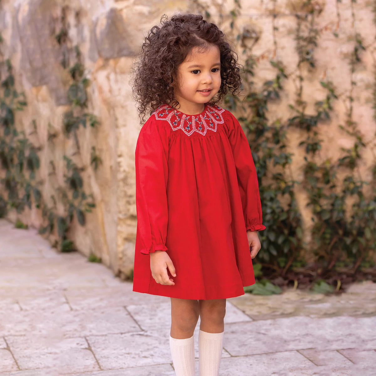 Poinsettia Baby Dress - Cerise