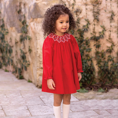 Poinsettia Baby Dress - Cerise