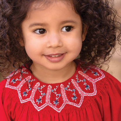 Poinsettia Baby Dress - Cerise