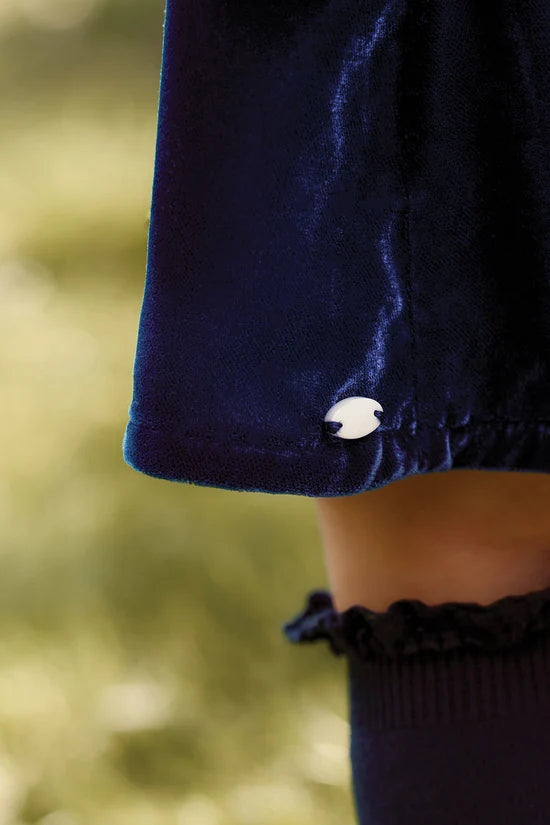 Dress Navy Velvet Collar Race