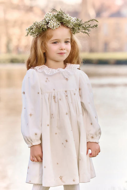 Dress Ecru Ruffled collar Race