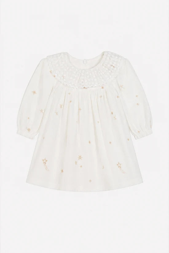 Dress Ecru Ruffled collar Race