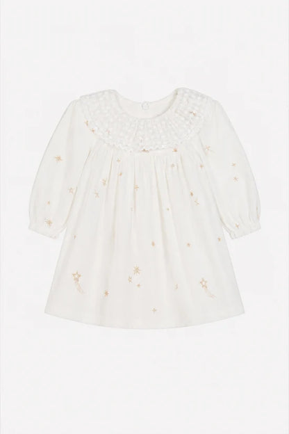 Dress Ecru Ruffled collar Race