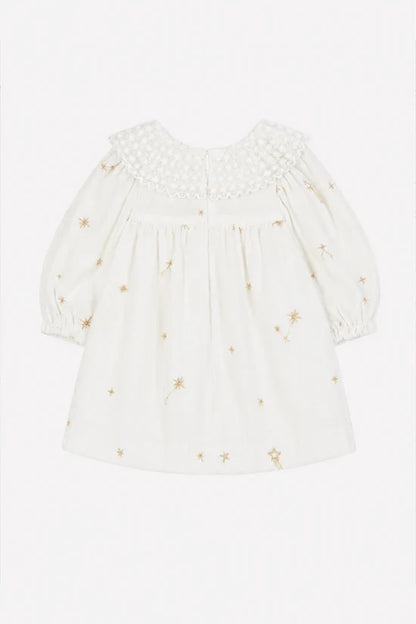 Dress Ecru Ruffled collar Race