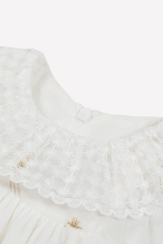 Dress Ecru Ruffled collar Race