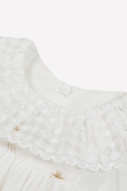 Dress Ecru Ruffled collar Race